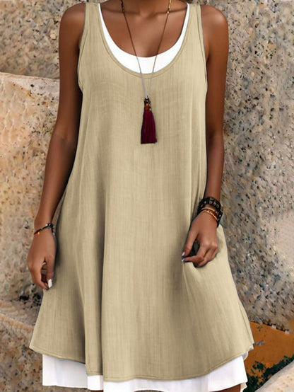 Women's Layered Sleeveless Tank Dress – product view | Hensley London
