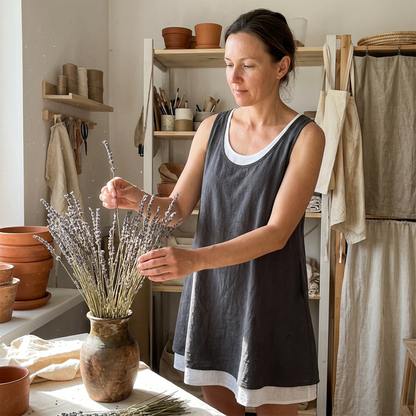 Women's Layered Sleeveless Tank Dress – detail view | Hensley London