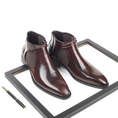 Men's Leather Chelsea Boots in Black – front view | Hensley London