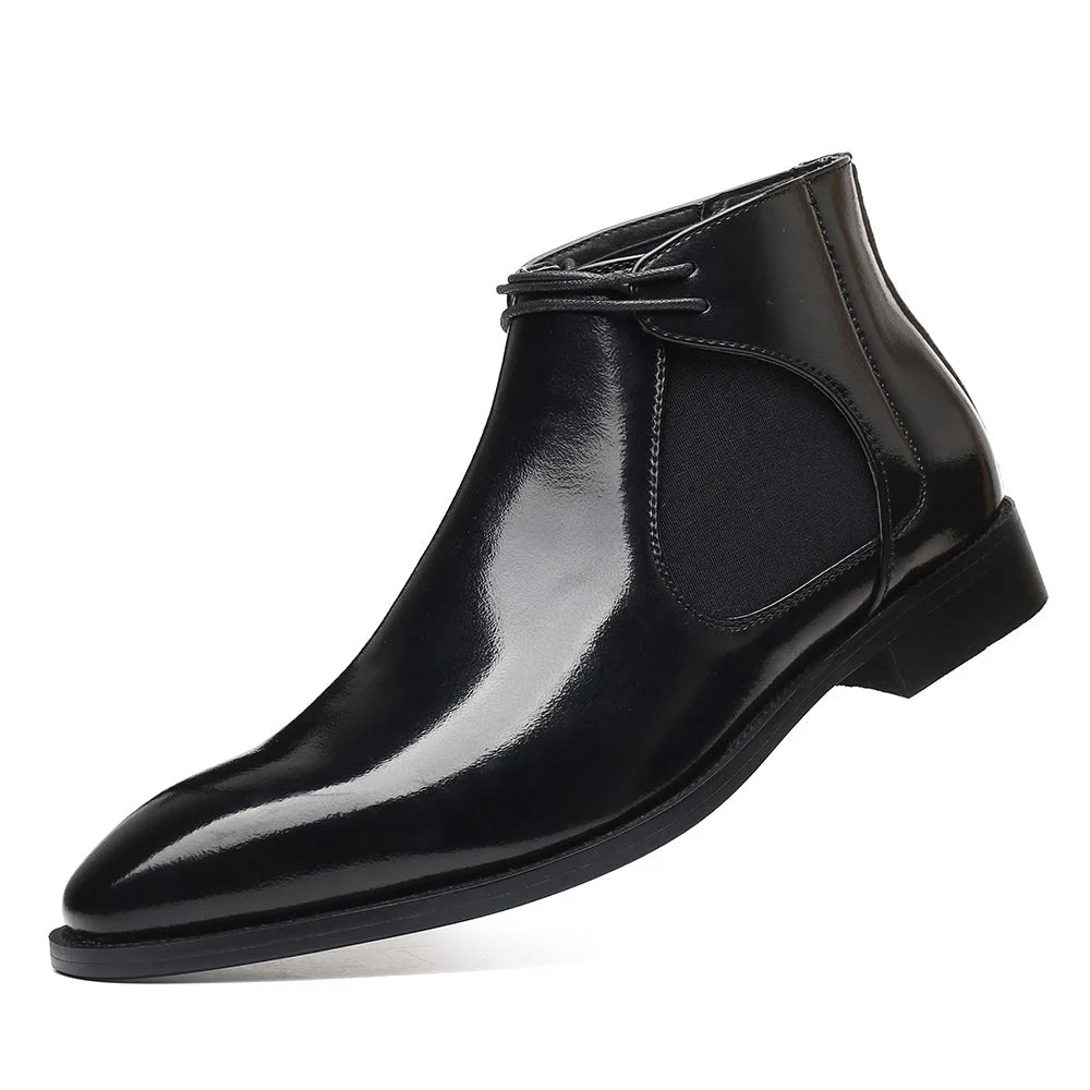 Men's Leather Chelsea Boots in Black – side view | Hensley London