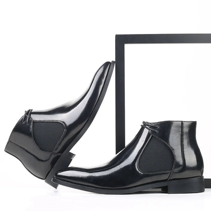 Men's Leather Chelsea Boots in Auburn – detail view | Hensley London
