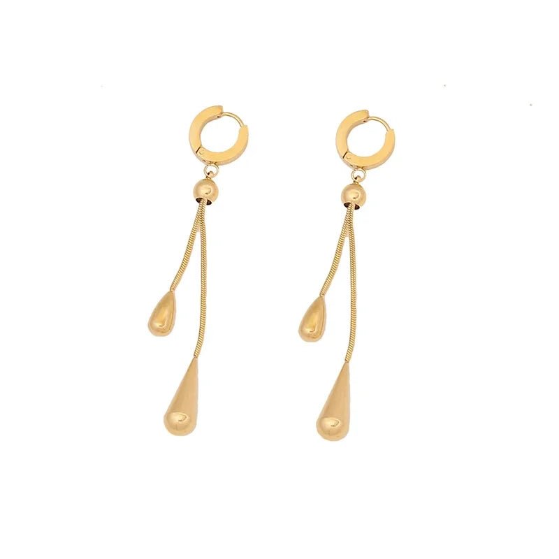 Adjustable Pull Droplet Necklace and Earring Set – Elegant Stainless Steel Jewelry for Women 8