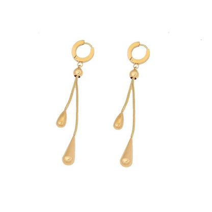 Adjustable Pull Droplet Necklace and Earring Set – Elegant Stainless Steel Jewelry for Women 8