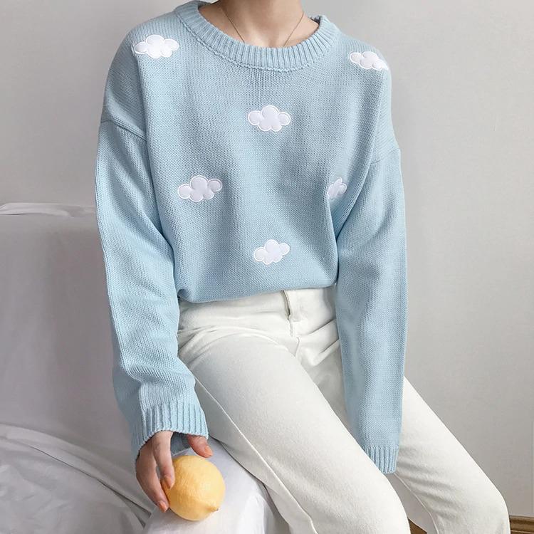 Adorable Clear and Cloudy Sky Loose Sweater 0