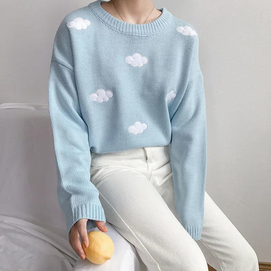 Adorable Clear and Cloudy Sky Loose Sweater 0
