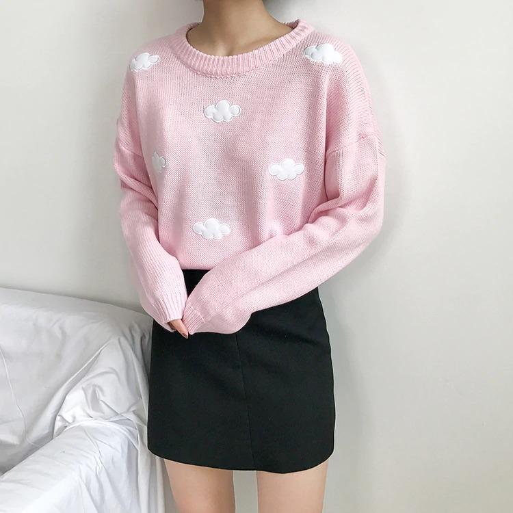 Adorable Clear and Cloudy Sky Loose Sweater 4