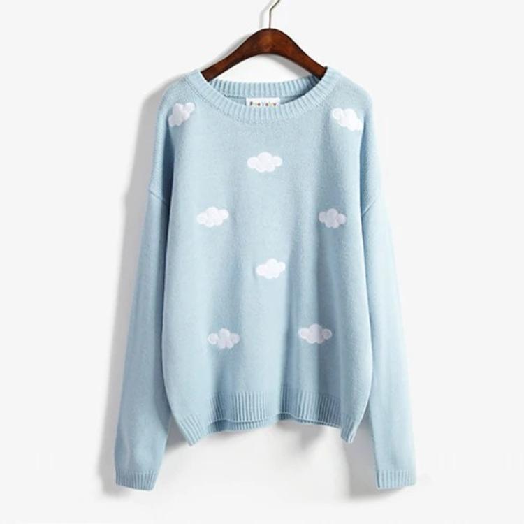 Adorable Clear and Cloudy Sky Loose Sweater 6