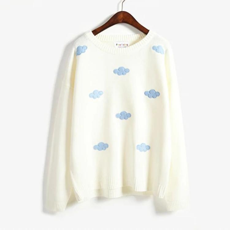Adorable Clear and Cloudy Sky Loose Sweater 7