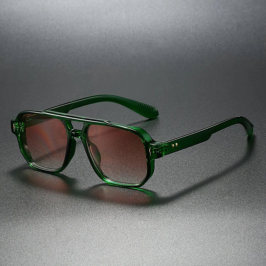 Women's Retro Acetate Square Sunglasses – angled front view | Hensley London