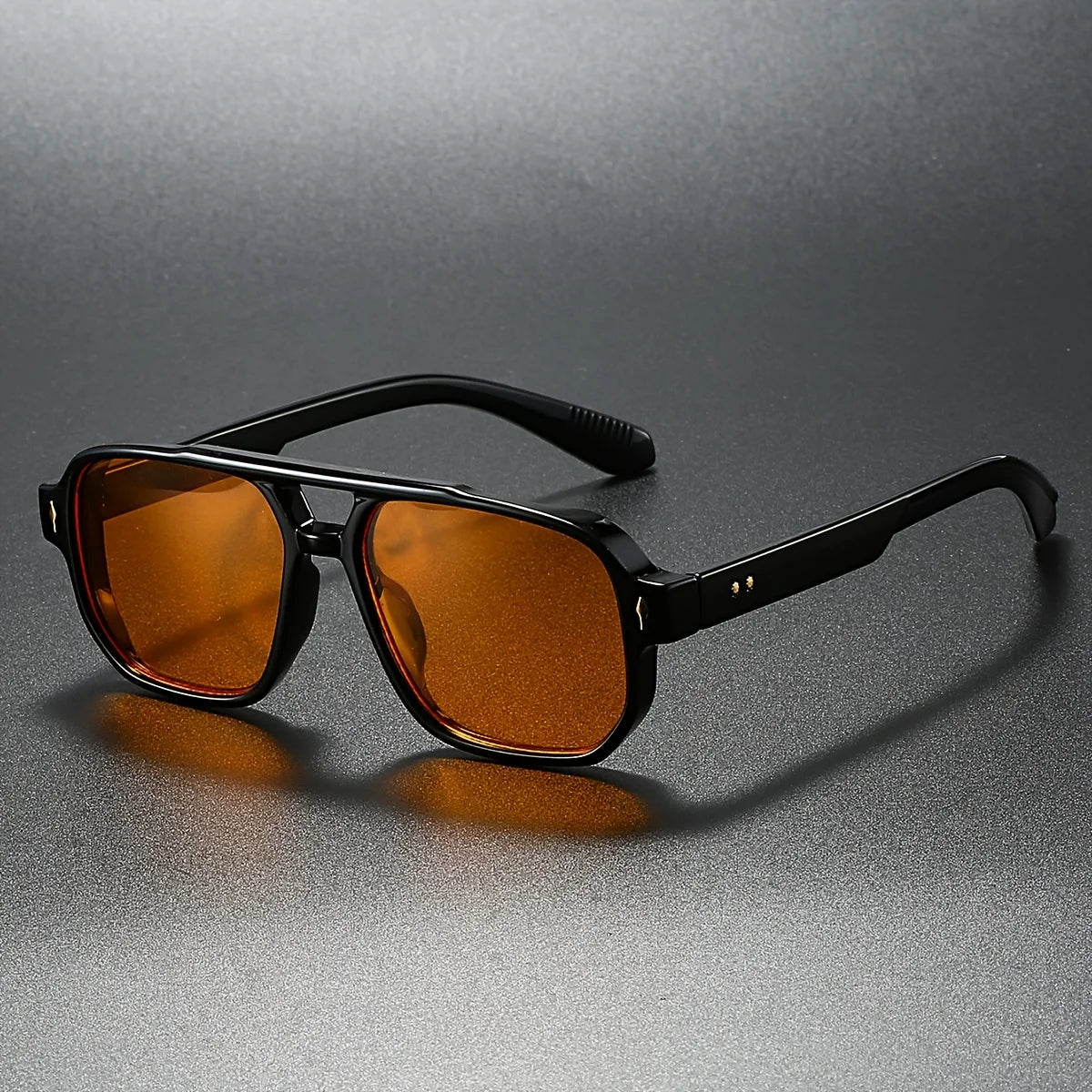 Women's Retro Acetate Square Sunglasses – close-up detail | Hensley London