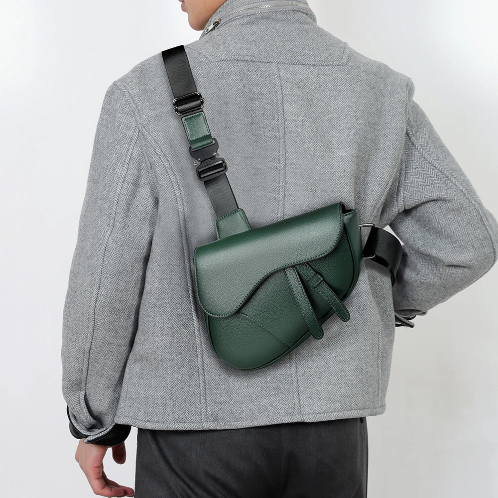 Women's Eco Leather Saddle Crossbody Bag – product view | Hensley London