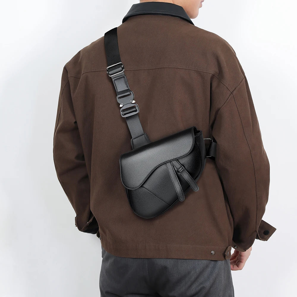 Women's Eco Leather Saddle Crossbody Bag – product view | Hensley London