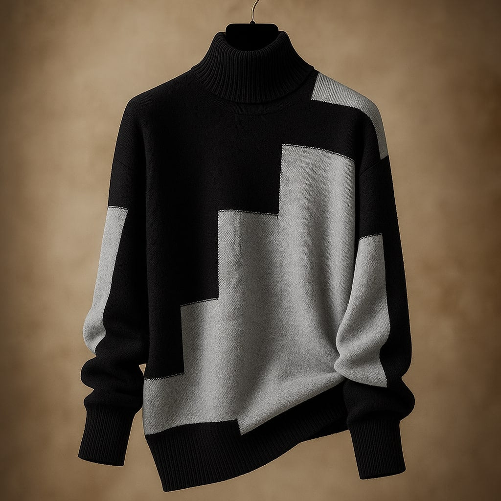 Women's Geometric Knit Turtleneck - detail view | Hensley London
