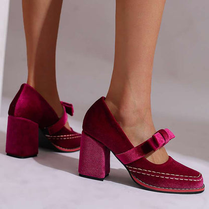 Women's Velvet Block-Heel Loafers – product view | Hensley London