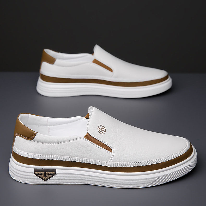 Men's Leather Slip-On Sneakers – side view | Hensley London