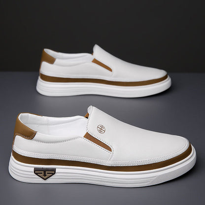 Men's Leather Slip-On Sneakers – side view | Hensley London