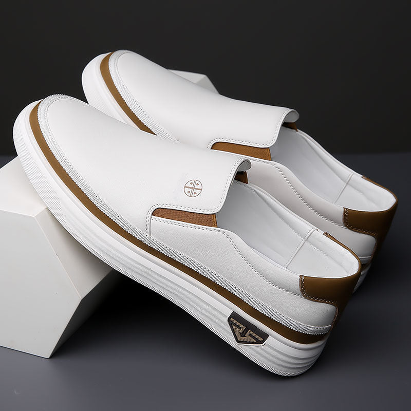 Men's Leather Slip-On Sneakers – sole view | Hensley London