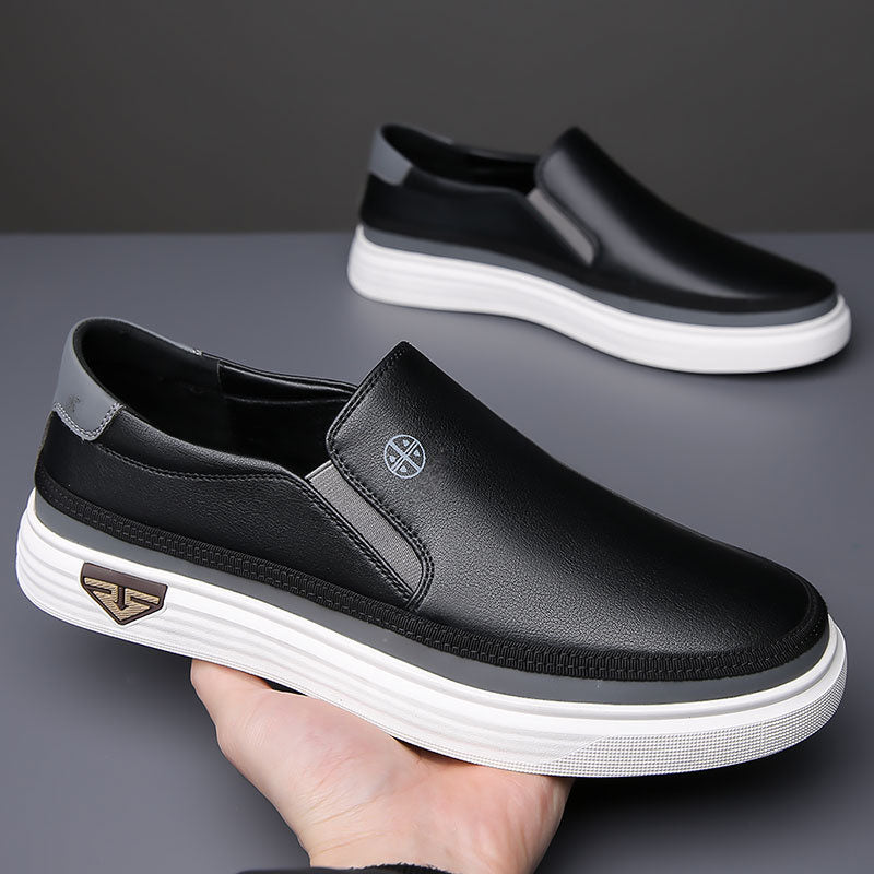 Men's Leather Slip-On Sneakers – back view | Hensley London