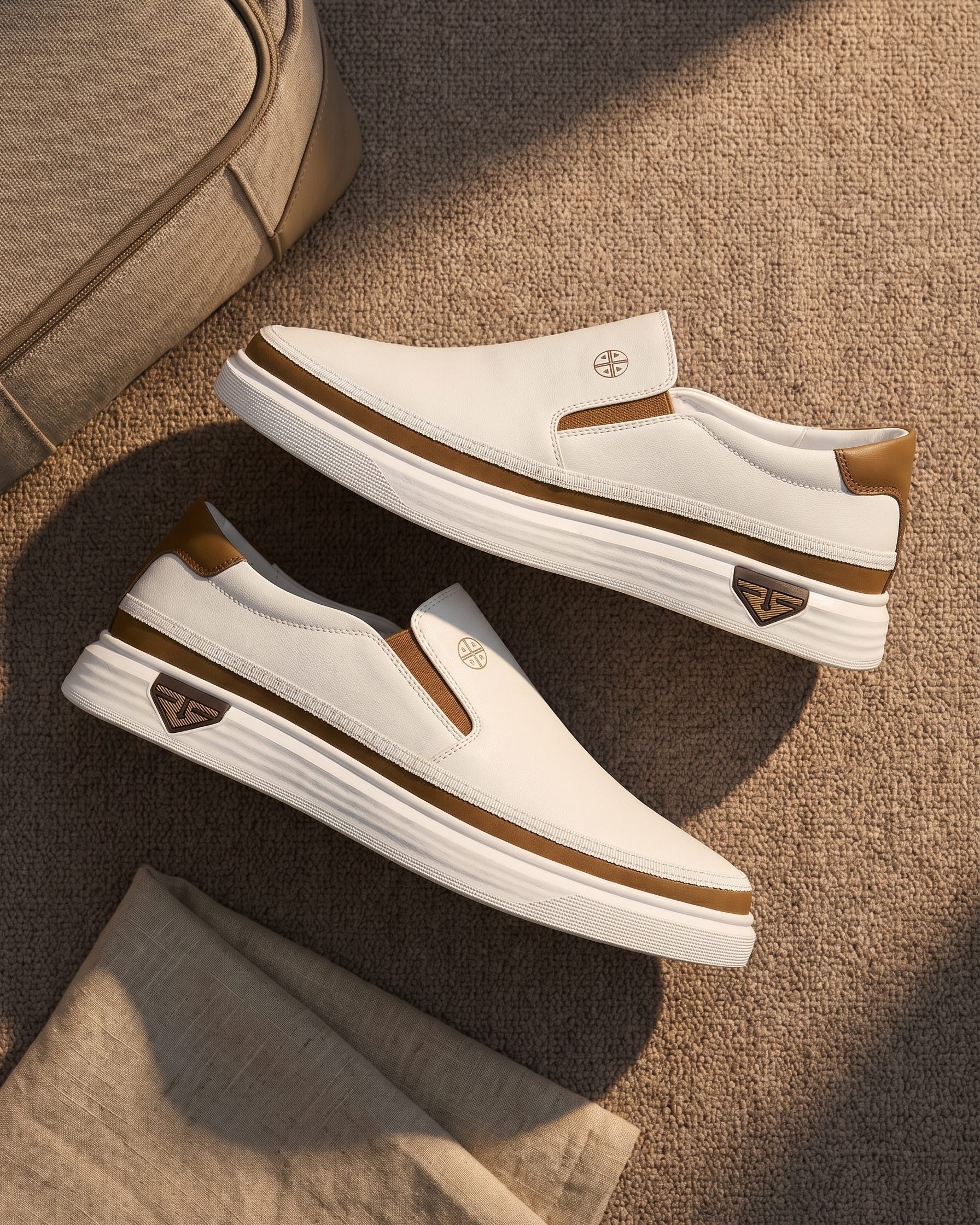 Men's Leather Slip-On Sneakers – top view | Hensley London