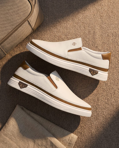 Men's Leather Slip-On Sneakers – top view | Hensley London