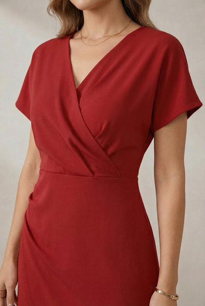 Women's Midi Dress Blue Casual V Neck Polyester - 3