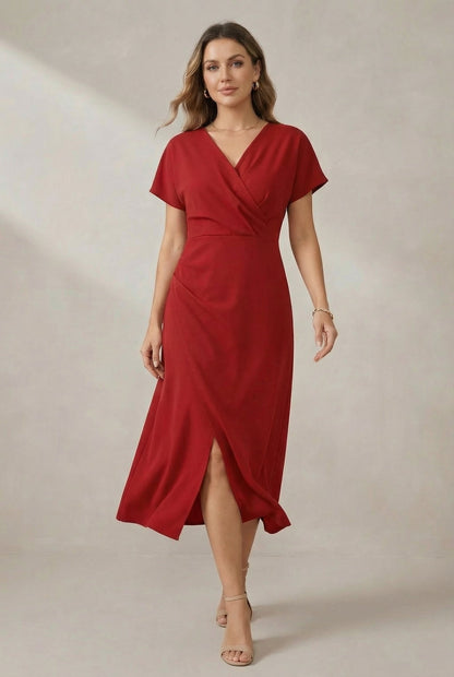 Women's Midi Dress Blue Casual V Neck Polyester - 4