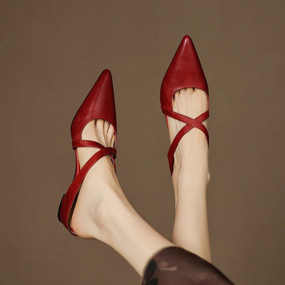Women's Genuine Leather Heeled Mules – lifestyle view | Hensley London