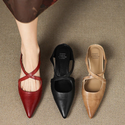 Women's Genuine Leather Heeled Mules – front view | Hensley London
