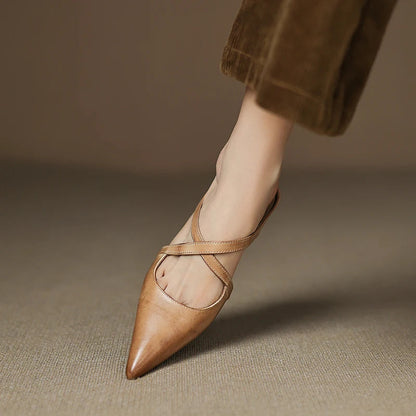 Women's Genuine Leather Heeled Mules – detail view | Hensley London