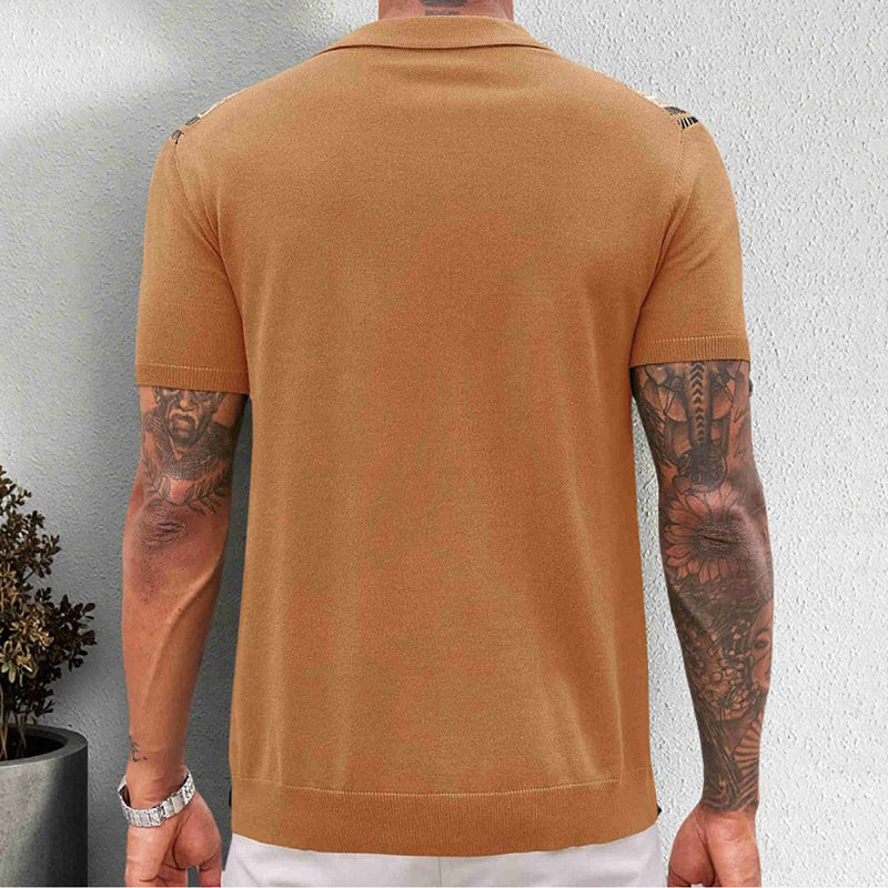 Men's Jacquard Knit Button-Down Shirt – Breathable