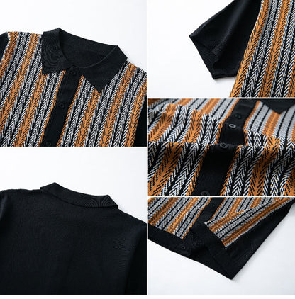 Men's Jacquard Knit Button-Down Shirt – Breathable