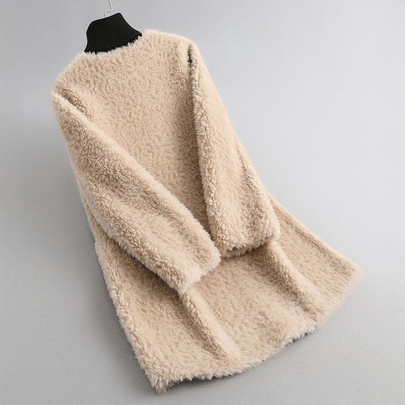 Women's Sherpa Fleece Longline Coat - detail view | Hensley London
