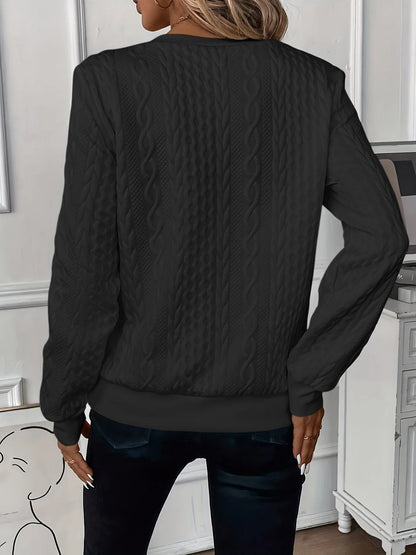 Women's Cable Knit Half-Zip Sweater – additional product view | Hensley London