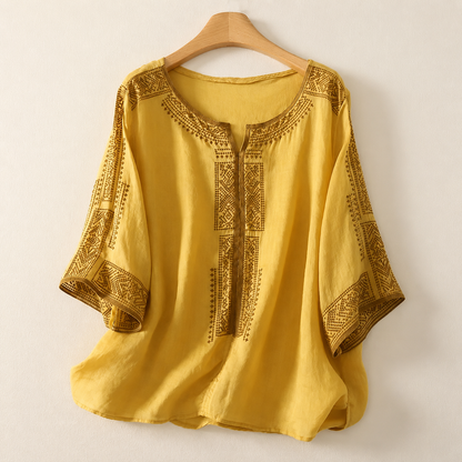 Women's Embroidered Linen Blouse