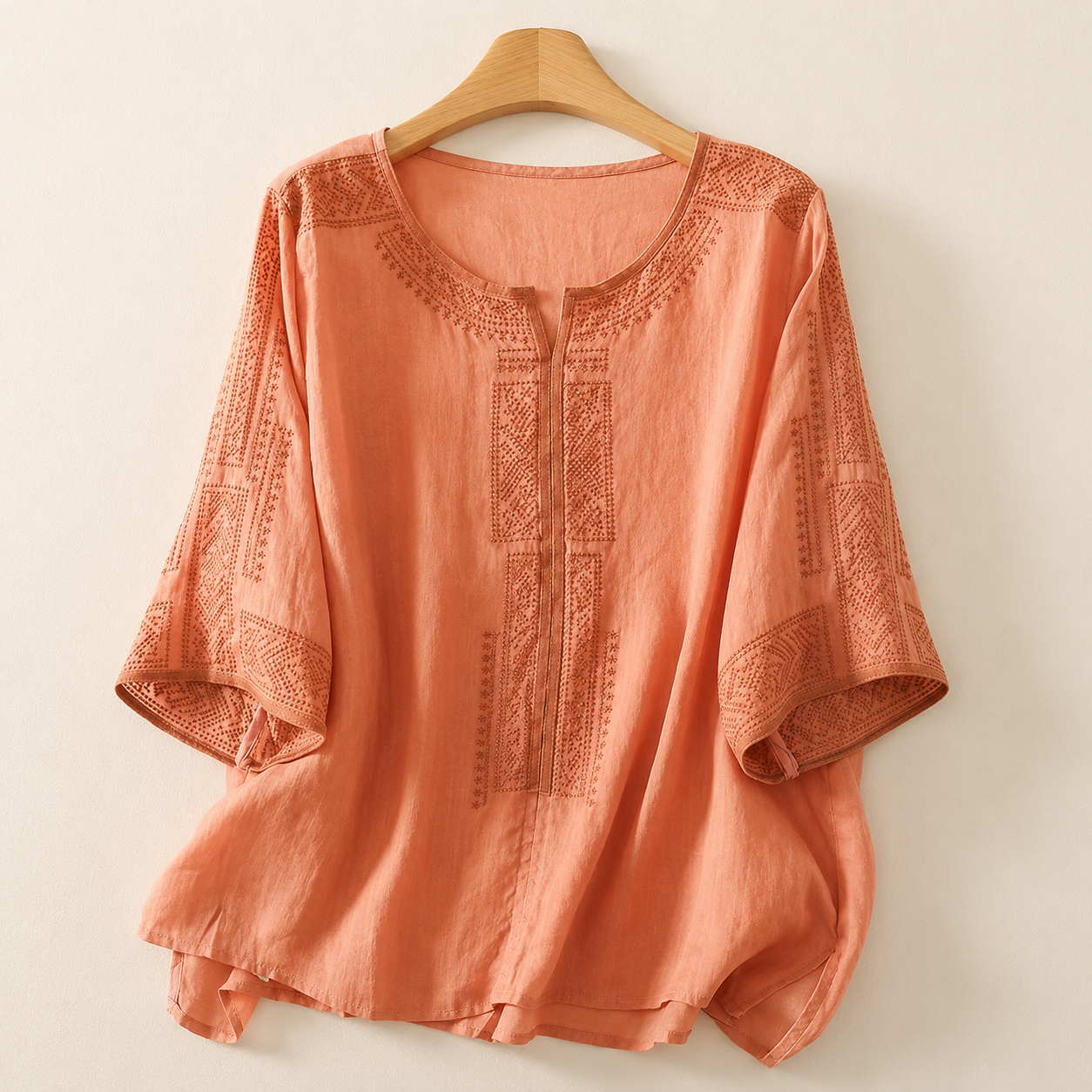 Women's Embroidered Linen Blouse