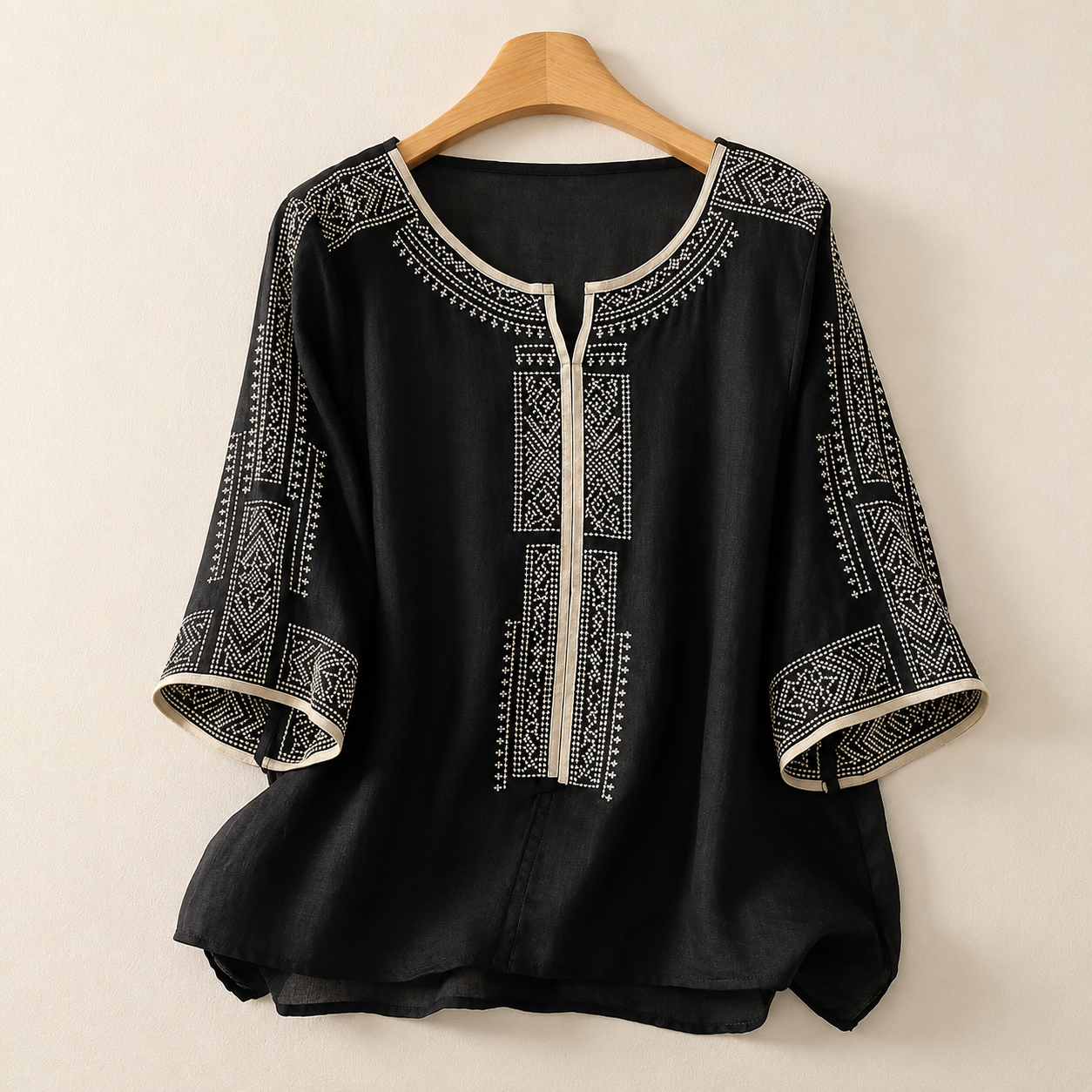 Women's Embroidered Linen Blouse