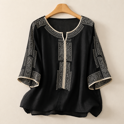 Women's Embroidered Linen Blouse