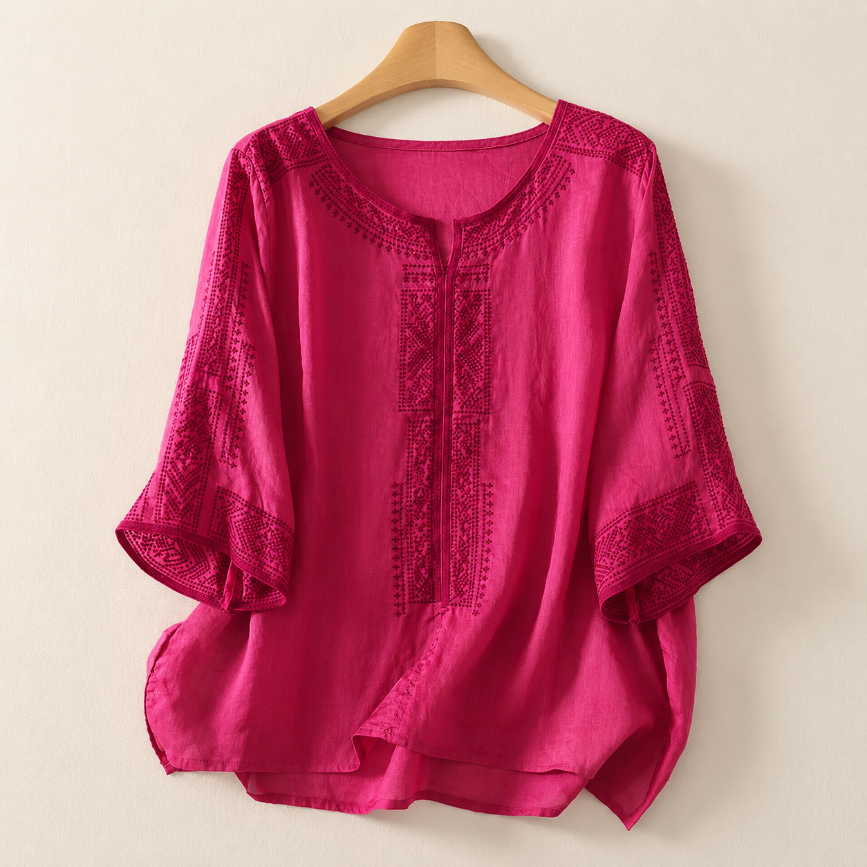 Women's Embroidered Linen Blouse