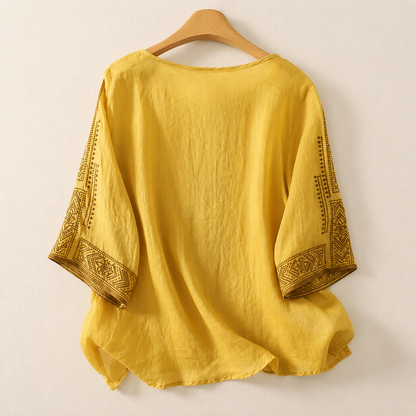 Women's Embroidered Linen Blouse