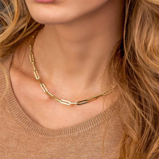 Amber Gold Chain Necklace for Women – Hypoallergenic Stainless Steel-Plated 14k Gold, 16-19 Inches 1