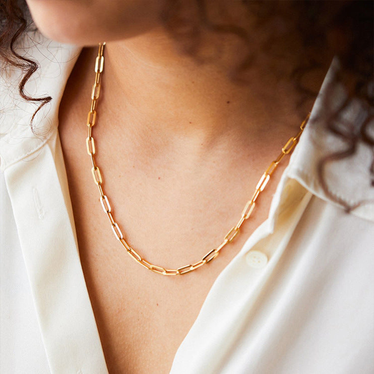 Amber Gold Chain Necklace for Women – Hypoallergenic Stainless Steel-Plated 14k Gold, 16-19 Inches 2