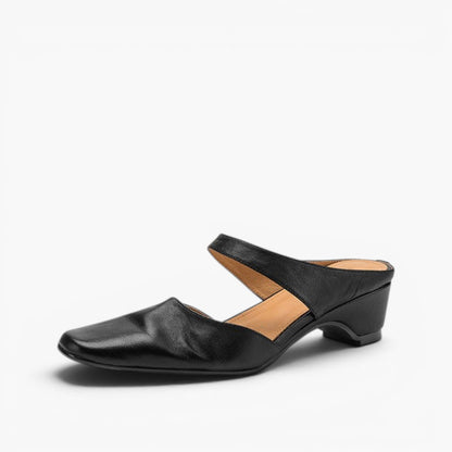 Women's Lambskin Square-Toe Wedge Mules – pair view | Hensley London