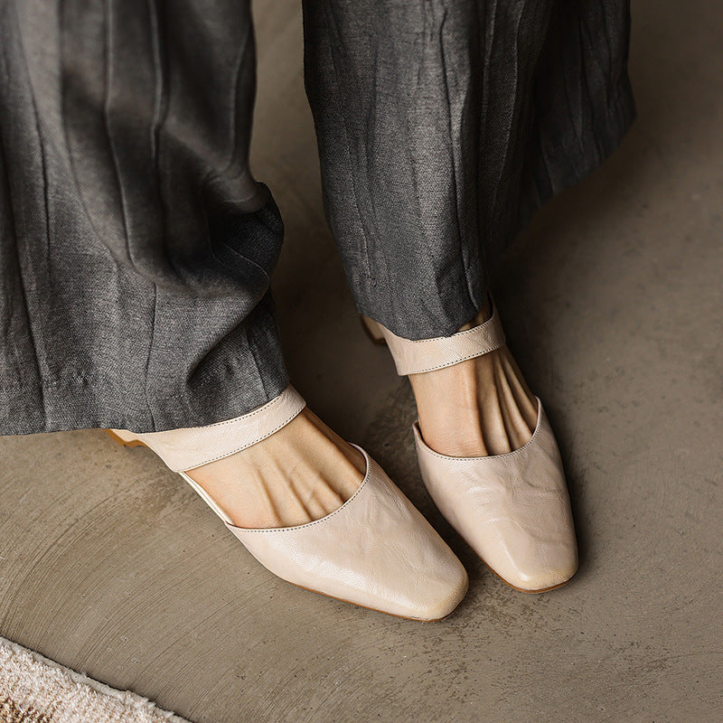 Women's Lambskin Square-Toe Wedge Mules – detail view | Hensley London