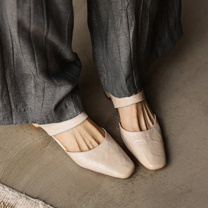 Women's Lambskin Square-Toe Wedge Mules – detail view | Hensley London