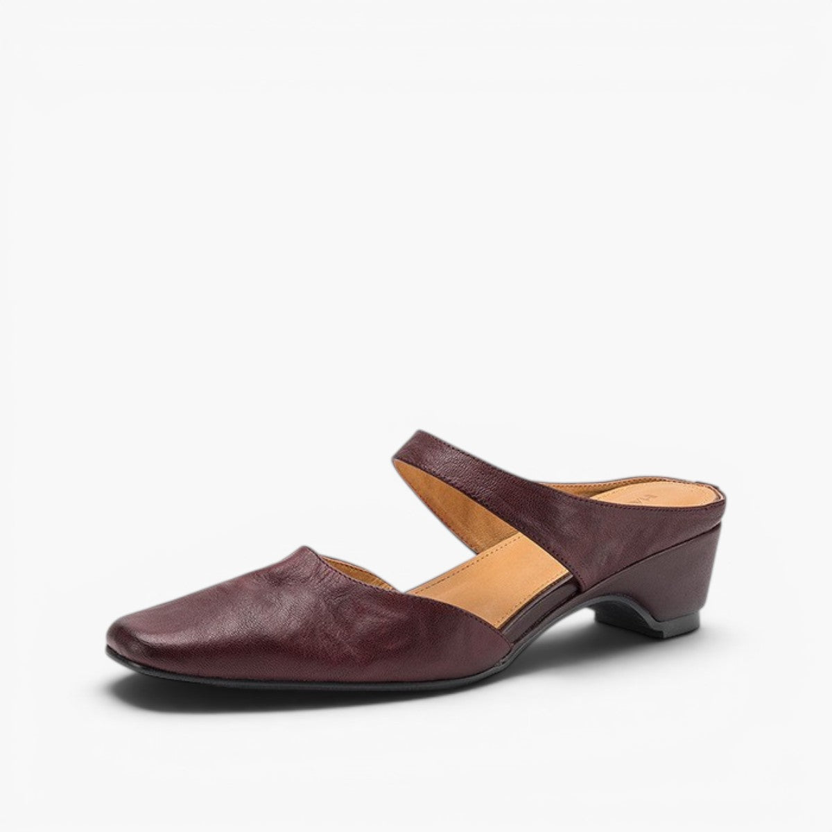 Women's Lambskin Square-Toe Wedge Mules – worn view | Hensley London