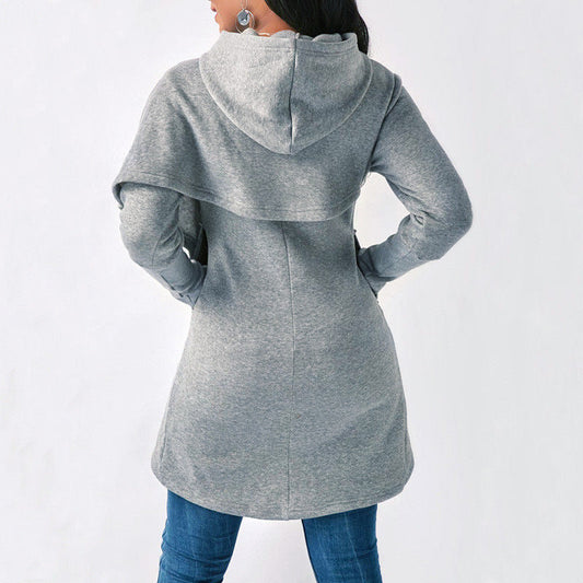 Women's Stylish Hoodie Gray Cotton - 2