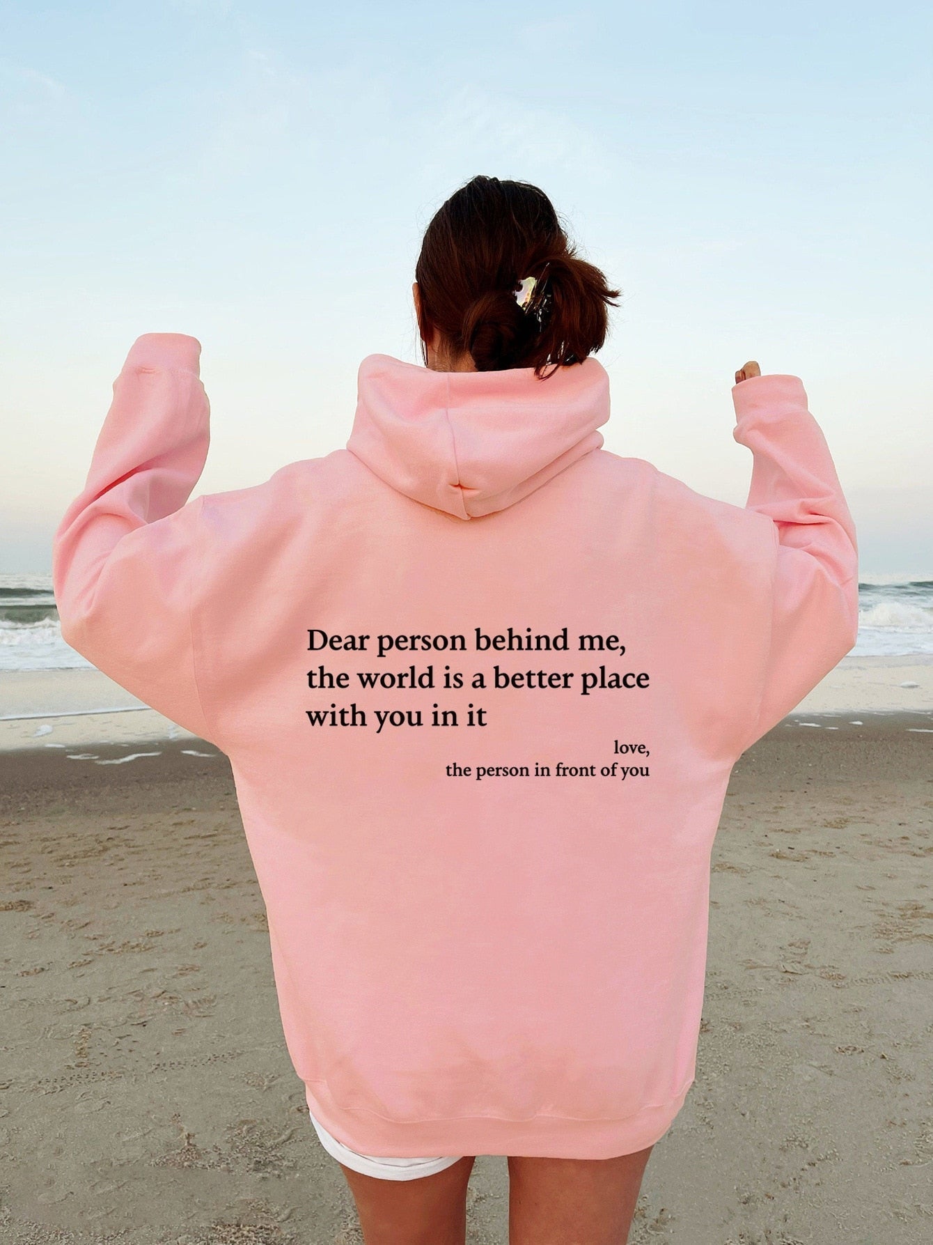 Unisex Hoodie Black Cotton 'Dear Person Behind Me' - 15