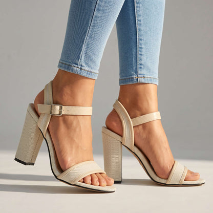 Women's Bow-Detail Ankle-Strap Block Heels – product view | Hensley London