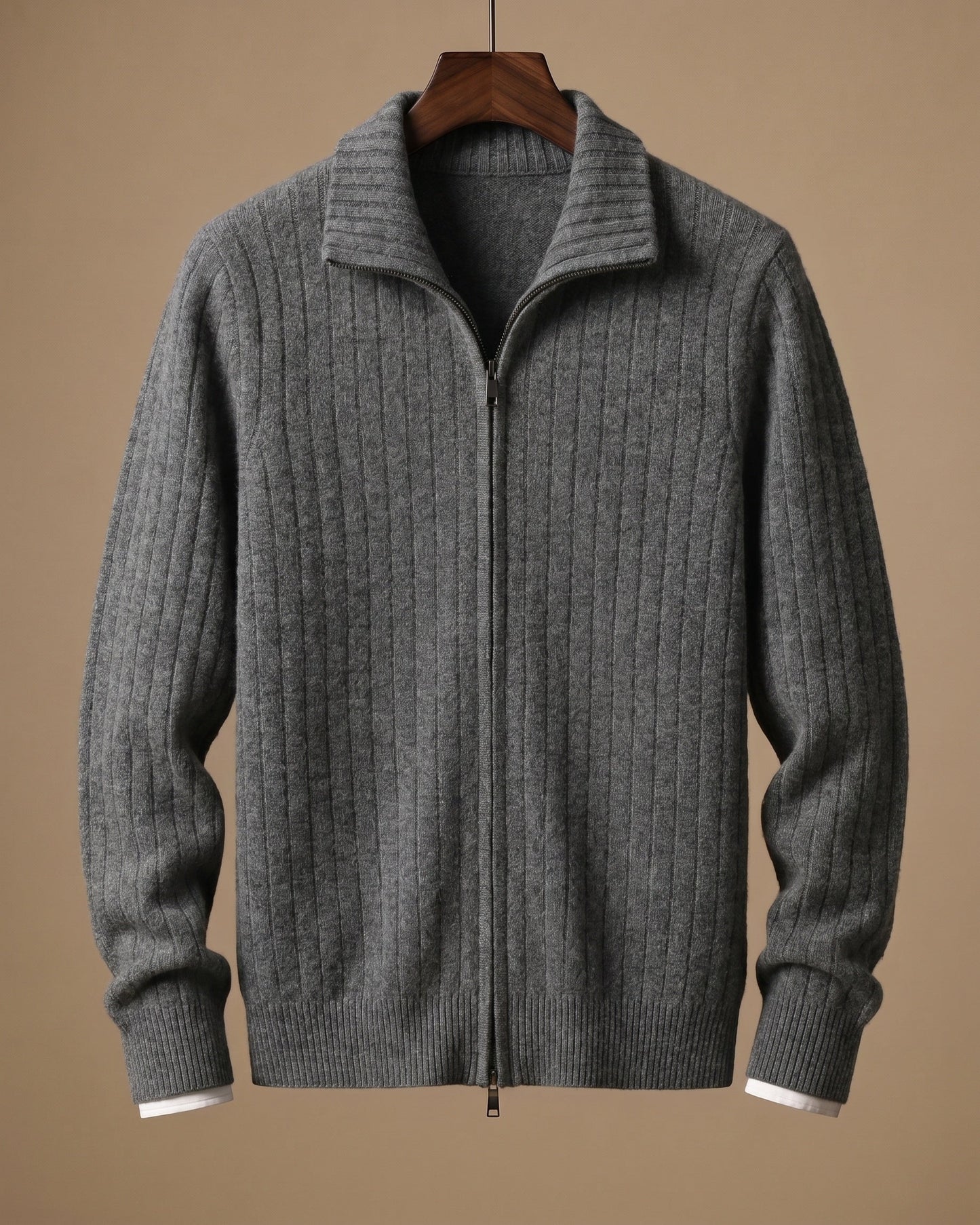 Men's Cashmere Full-Zip Cardigan - side view | Hensley London