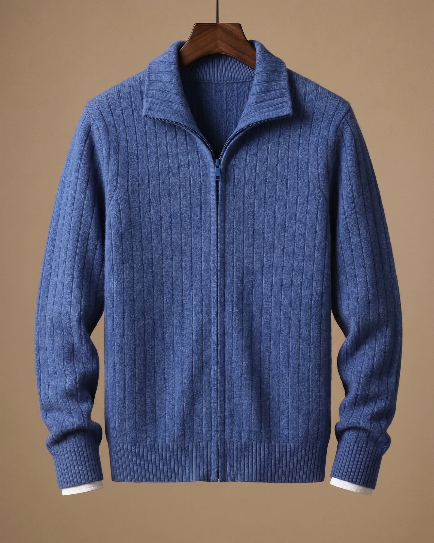 Men's Cashmere Full-Zip Cardigan - back view | Hensley London